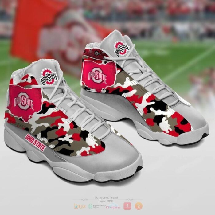 Ohio State Buckeyes Grey Camo Air Jordan 13 Shoes