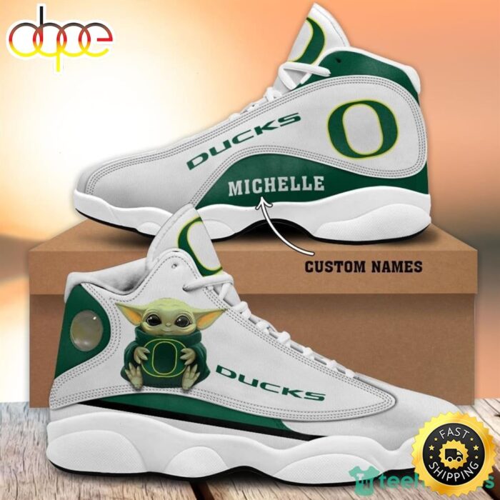 Oregon Ducks Fans Custom Name Air Jordan 13 Sneaker Shoes