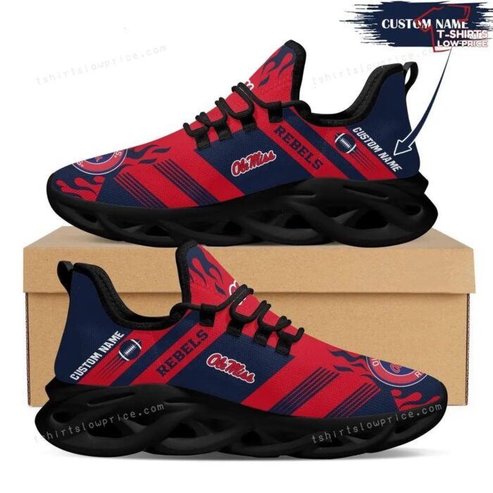 Personalize NCAA Ole Miss Rebels Red Blue Max Soul Sneakers Sport Shoes