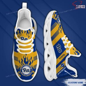 Personalize NCAA Pittsburgh Panthers Yellow Blue Max Soul Sneakers Sport Shoes