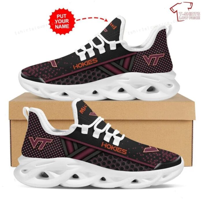 Personalize NCAA Virginia Tech Hokies Black Max Soul Sneakers Sport Shoes