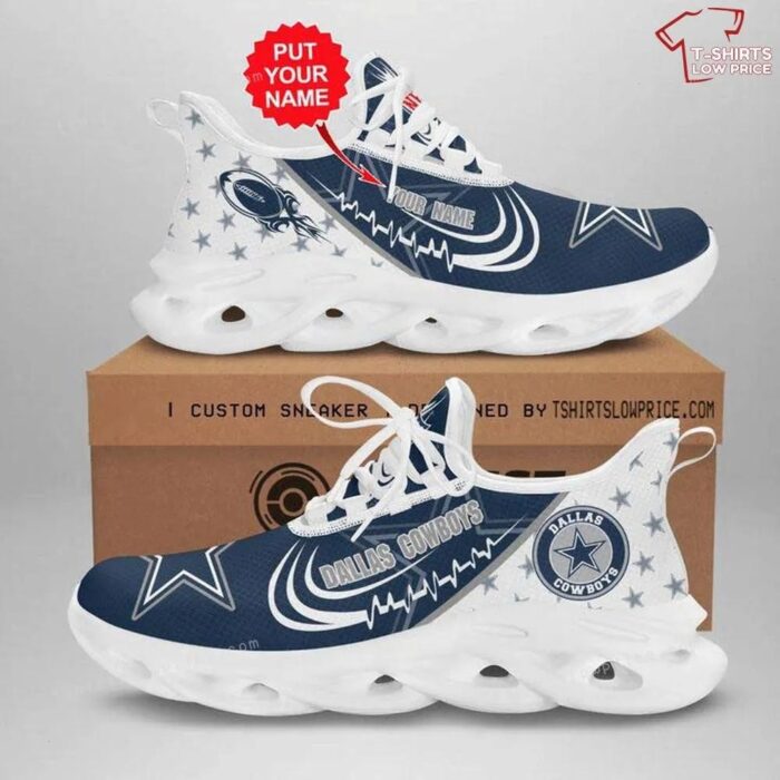 Personalize NFL Dallas Cowboys Dark Blue Rugby Galaxy Max Soul Sneakers Sport Shoes