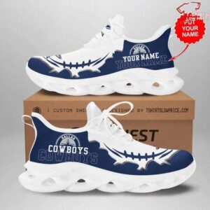 Personalize NFL Dallas Cowboys White Blue Rugby Max Soul Sneakers Running Shoes