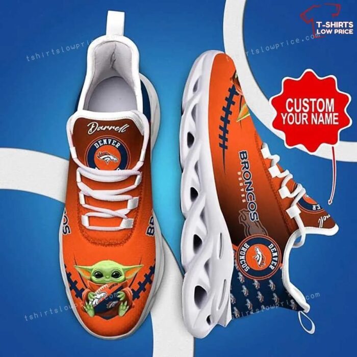 Personalize NFL Denver Broncos Baby Yoda Max Soul Shoes Running Sneakers