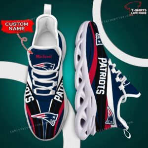 Personalize NFL New England Patriots Black Max Soul Sneakers Sport Shoes