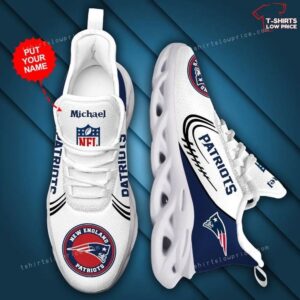 Personalize NFL New England Patriots White Max Soul Shoes Running Sneakers