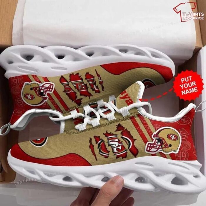 Personalize NFL San Francisco 49ers Golden Helmet Max Soul Sneakers Sport Shoes