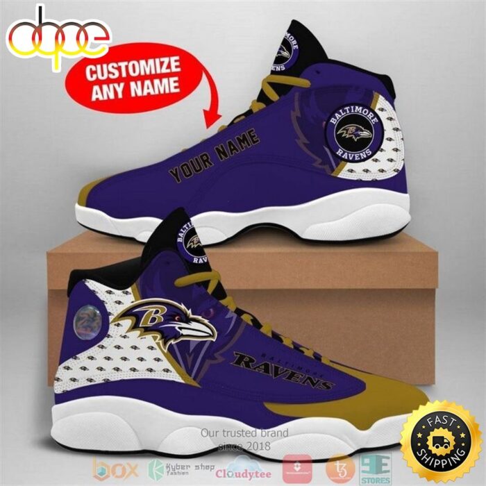 Personalized Baltimore Ravens NFL Football Team Air Jordan 13 Sneaker Shoes