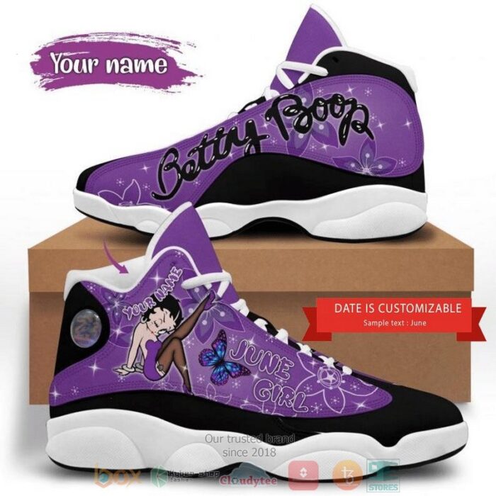 Personalized Betty Boop Cartoon Custom Purple Air Jordan 13 Shoes