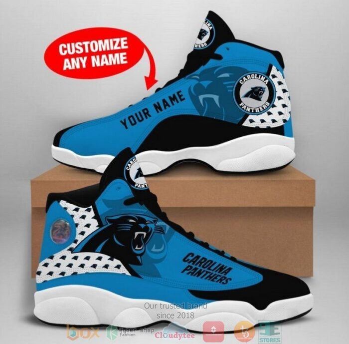 Personalized Carolina Panthers Nfl Big Logo Football Team 4 Air Jordan 13 Sneaker Shoes