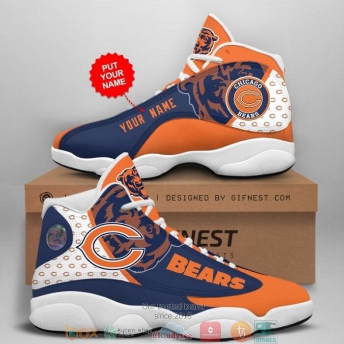 Personalized Chicago Bears Nfl Big Logo Football Team 3 Air Jordan 13 Sneaker Shoes