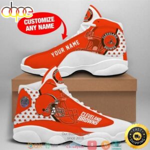 Personalized Cleveland Browns NFL Big Logo Football Team Air Jordan 13 Sneaker Shoes