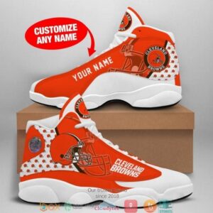 Personalized Cleveland Browns Nfl Big Logo Football Team Air Jordan 13 Sneaker Shoes