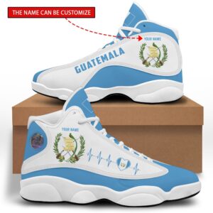 Personalized Coat Of Arms Of Guatemala White Blue Custom Air Jordan 13 Shoes