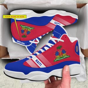 Personalized Coat Of Arms Of Haiti Red Blue Custom Air Jordan 13 Shoes