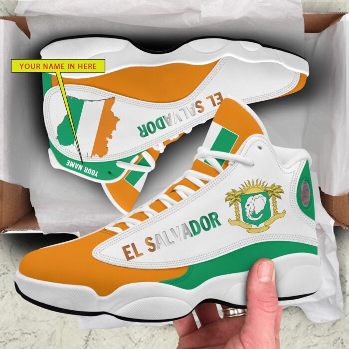 Personalized Coat Of Arms Of Ivory Coast El Salvador Custom Air Jordan 13 Shoes