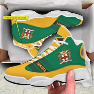 Personalized Coat Of Arms Of Jamaica Green Yellow Custom Air Jordan 13 Shoes