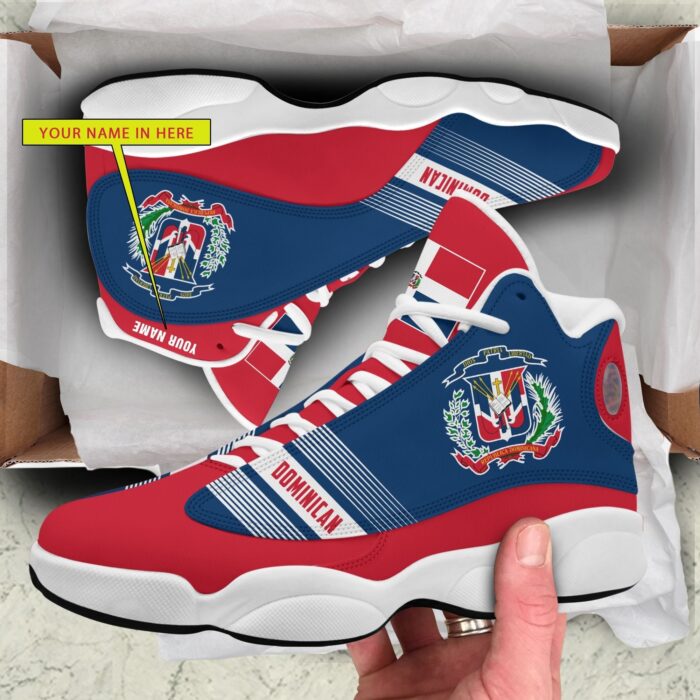 Personalized Coat Of Arms Of The Dominican Republic Red Blue Custom Air Jordan 13 Shoes