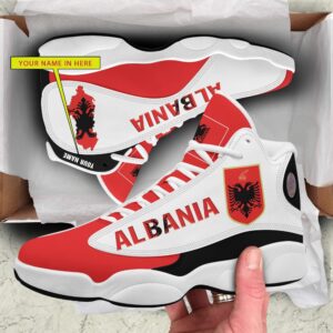 Personalized Coat Of Arms Of The Republic Of Albania Red White Black Custom Air Jordan 13 Shoes