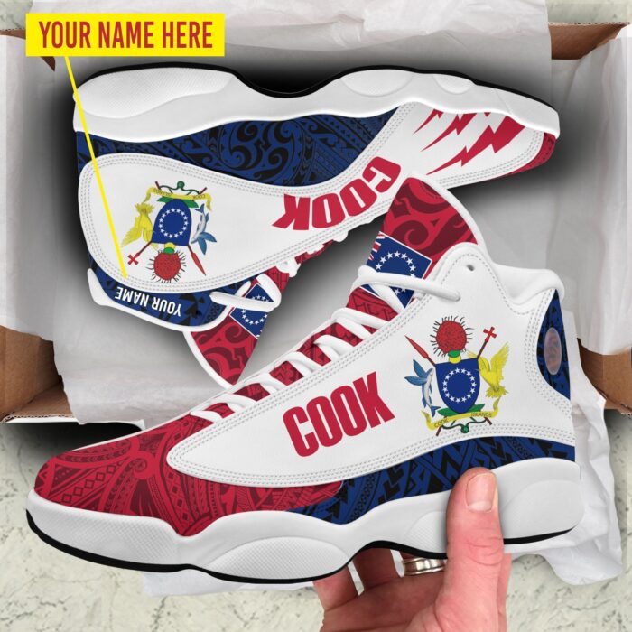 Personalized Cook Islands Red White Custom Air Jordan 13 Shoes