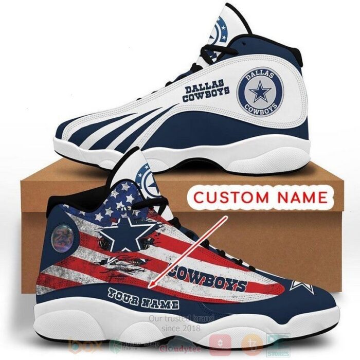 Personalized Dallas Cowboys Nfl American Flag Custom Air Jordan 13 Shoes