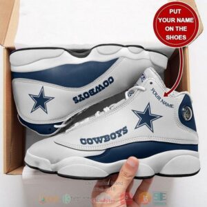 Personalized Dallas Cowboys Nfl Football Team Custom White Blue Air Jordan 13 Shoes