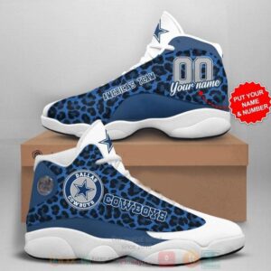 Personalized Dallas Cowboys Nfl Team Blue Camo Custom Air Jordan 13 Shoes