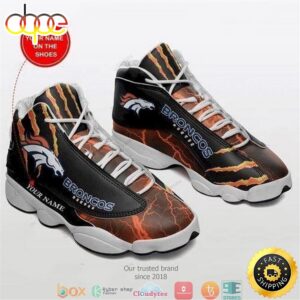 Personalized Denver Broncos NFL Football Teams Big Logo Air Jordan 13 Sneaker Shoes