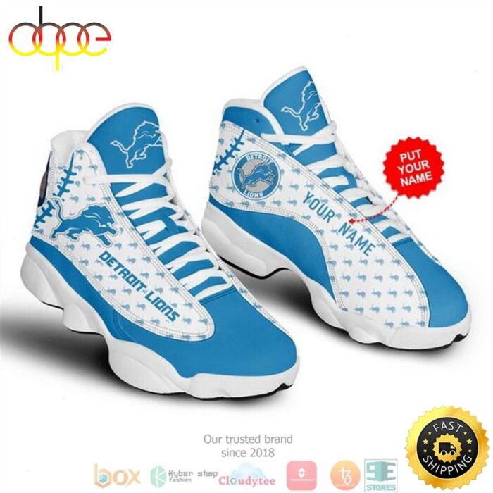 Personalized Detroit Lions NFL 1 Football Air Jordan 13 Sneaker Shoes