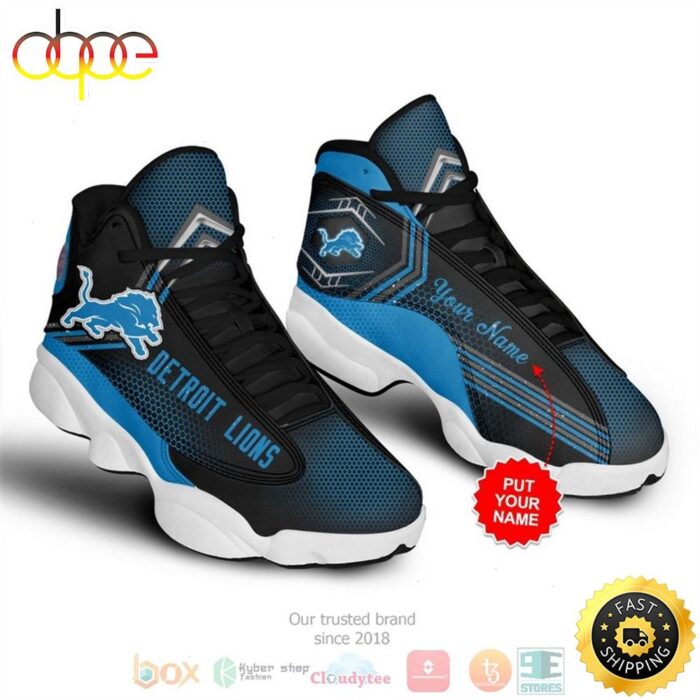 Personalized Detroit Lions NFL Football Custom Air Jordan 13 Shoes