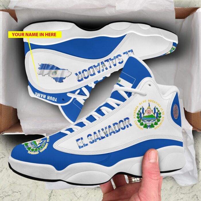 Personalized El Salvador Blue White Custom Air Jordan 13 Shoes