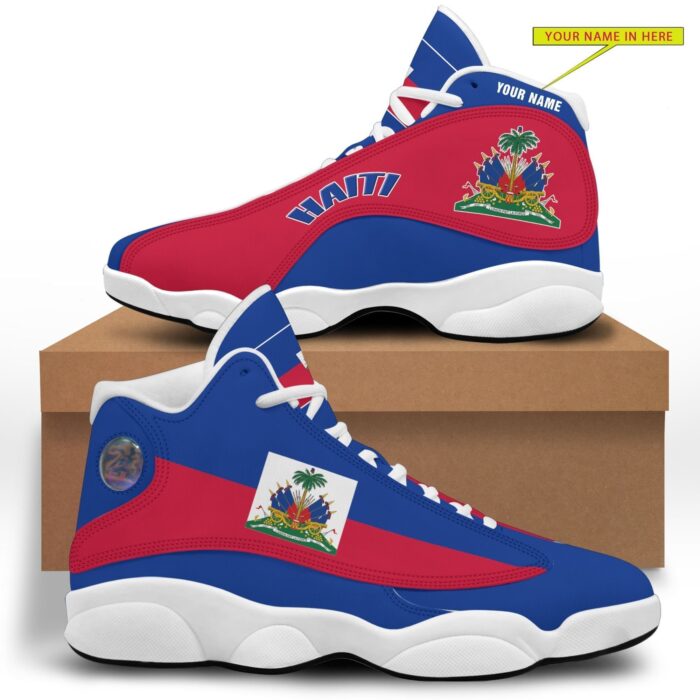 Personalized Haiti Blue Red Custom Air Jordan 13 Shoes