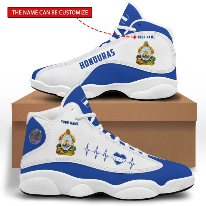 Personalized Honduras White Blue Custom Air Jordan 13 Shoes