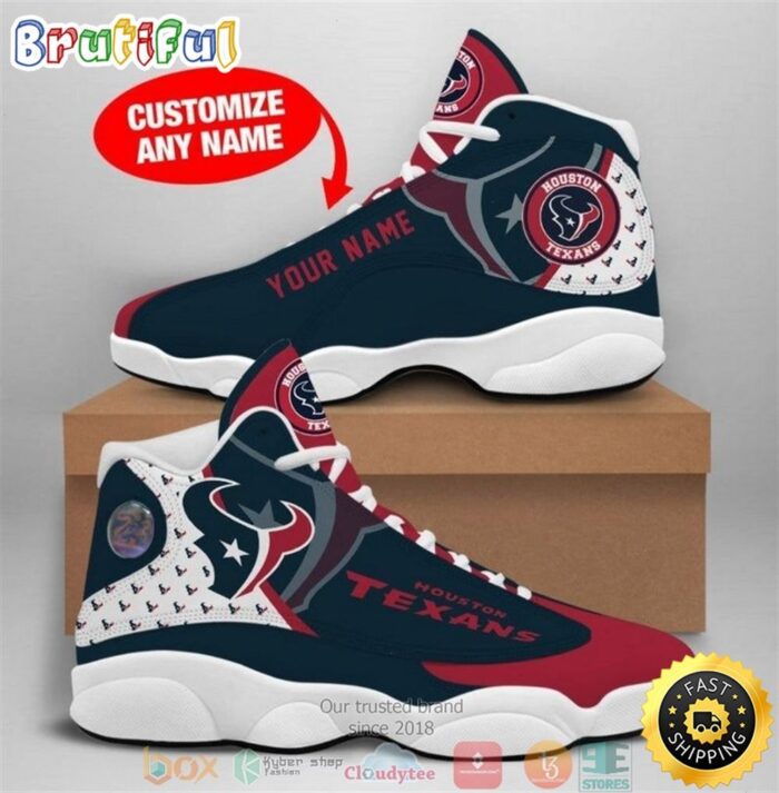 Personalized Houston Texans NFL Big Logo Football Team 5 Air Jordan 13 Sneaker Shoes