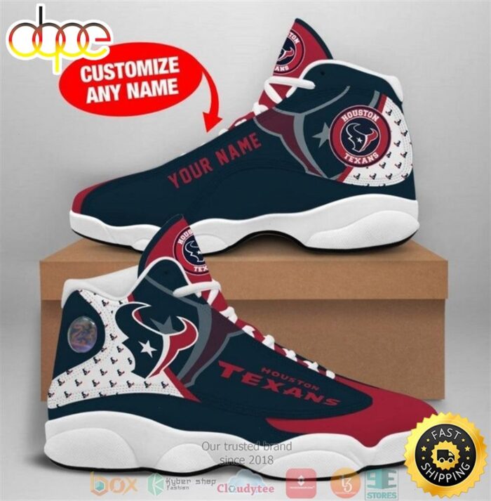 Personalized Houston Texans NFL Big Logo Football Team 5 Air Jordan 13 Sneaker Shoes