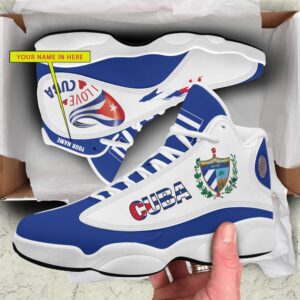 Personalized I Love Cuba Blue White Custom Air Jordan 13 Shoes