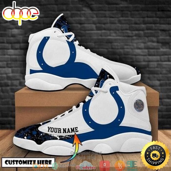 Personalized Indianapolis Colts NFL Teams Football Big Logo Bling Bling Air Jordan 13 Sneaker Shoes