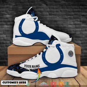 Personalized Indianapolis Colts Nfl Teams Football Big Logo Bling Bling Air Jordan 13 Sneaker Shoes