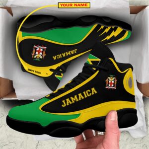 Personalized Jamaica Black Green Custom Air Jordan 13 Shoes