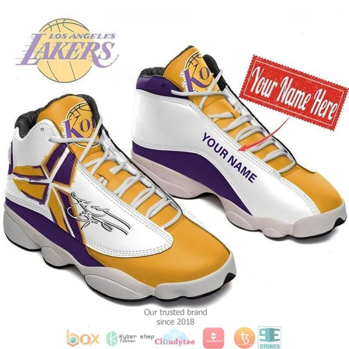 Personalized Kobe Bryant Football Los Angeles Lakers Nba Big Logo 7 Air Jordan 13 Sneaker Shoes