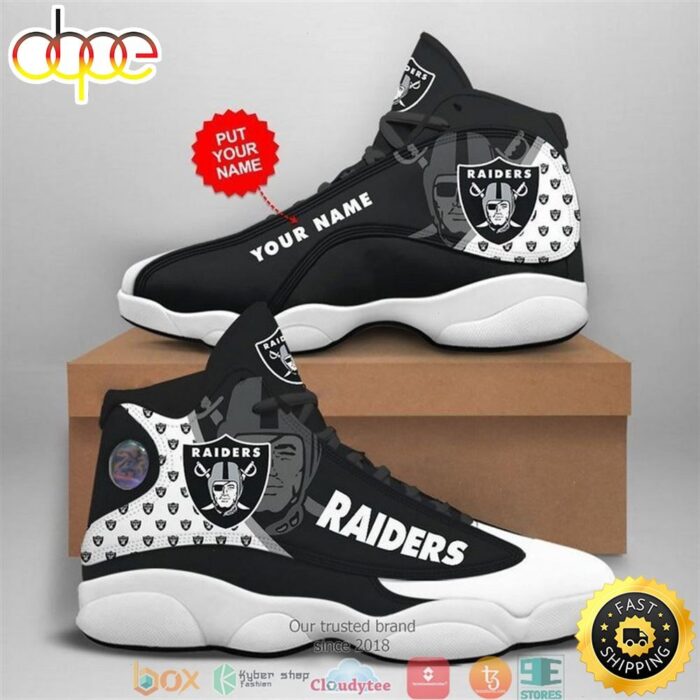 Personalized Las Vegas Raiders NFL Fan Big Logo Air Jordan 13 Sneaker Shoes