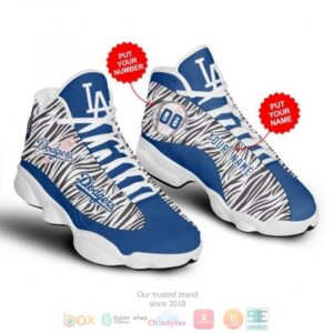 Personalized Los Angeles Dodgers Football Mlb Logo Camo Custom Air Jordan 13 Shoes