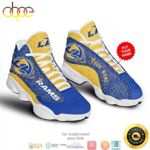 Personalized Los Angeles Rams NFL Football Air Jordan 13 Sneaker Shoes