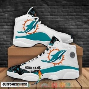 Personalized Miami Dolphins Nfl Football Team Logo Custom Air Jordan 13 Shoes