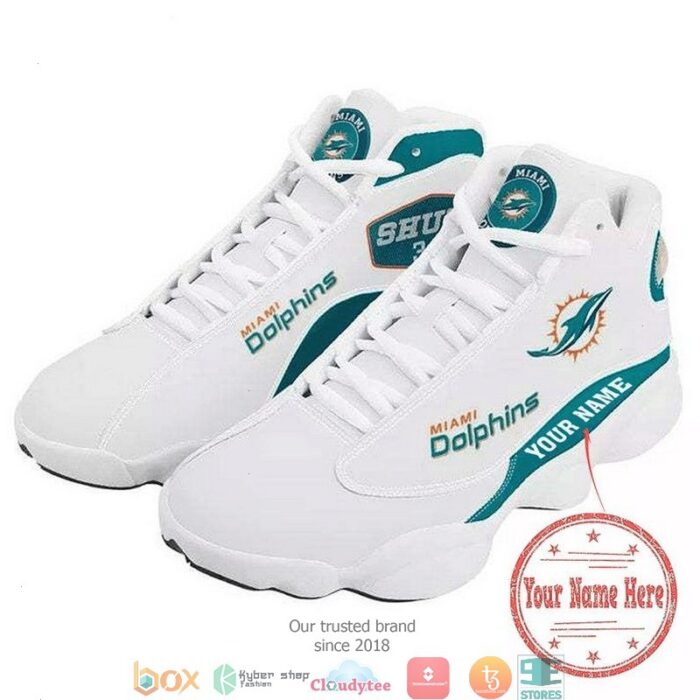 Personalized Miami Dolphins Nfl Team Big Logo Air Jordan 13 Sneaker Shoes