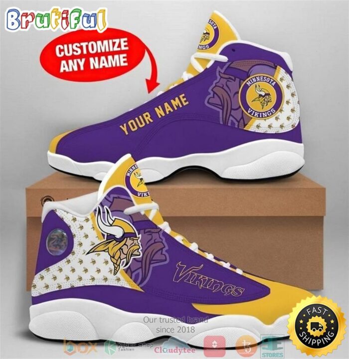 Personalized Minnesota Vikings Football NFL 8 Air Jordan 13 Sneaker Shoes