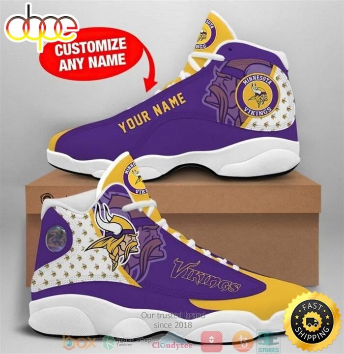 Personalized Minnesota Vikings Football NFL 8 Air Jordan 13 Sneaker Shoes