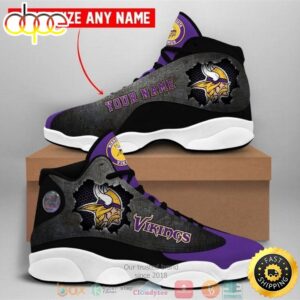 Personalized Minnesota Vikings NFL Big Logo Football Team 4 Air Jordan 13 Sneaker Shoes