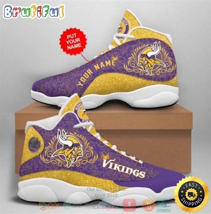 Personalized Minnesota Vikings NFL Mandala Football Team Custom Air Jordan 13 Shoes