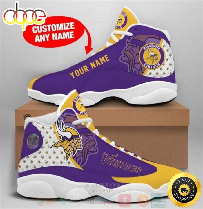 Personalized Minnesota Vikings NFL Team Custom Air Jordan 13 Shoes